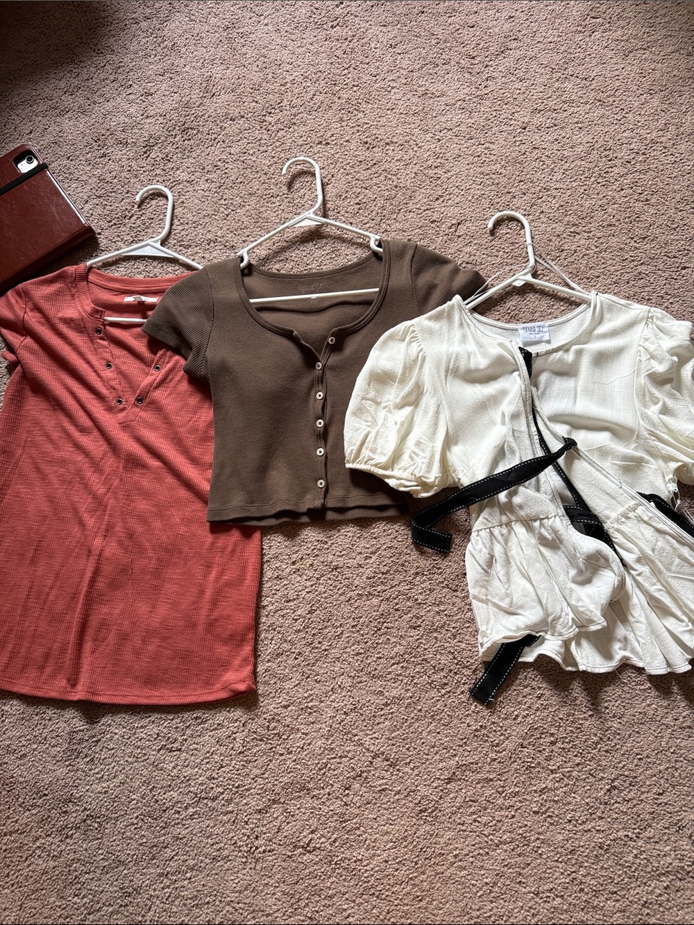 Three Casual Women's Tops - Rust, Brown, Cream